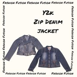 (FF-758) giacca di jeans zip-up y2k