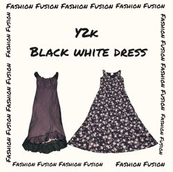 (FF-778) Y2k Black-White Maxi dress
