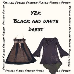 (FF-784) Y2k black-White dress