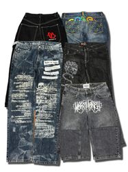 Jeans Bordados Japoneses Y2K Hip Hop (AS-10)