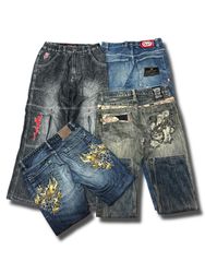 Jeans Bordados Japoneses Y2K Hip Hop (AS-12)