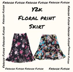 (FF-798) Y2k Floral Print Skirt