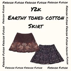 (FF-800) Y2k Earth toned Cotton Skirt