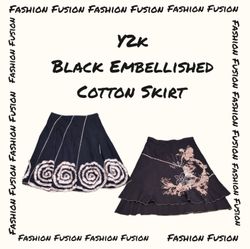 (FF-802) Y2k Black Embellished Skiry