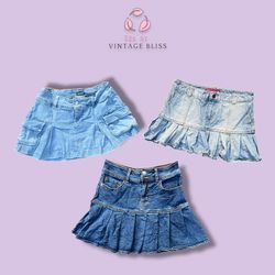 Y2K Low-Rise Denim Mini Skirt – 2000s Baddie Aesth..