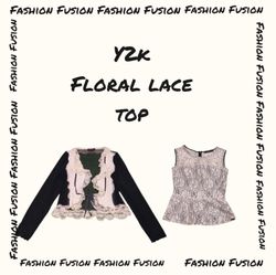 (FF-807) Hauts en dentelle florale Y2k