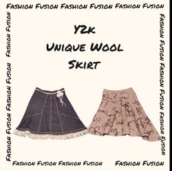 (FF-818) Y2k Unique Wool Skirt
