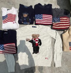 10 polo ralph lauren sweater taddy bear and flag