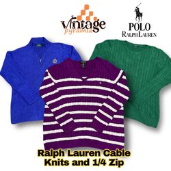 Suéteres de Tricô Cable e 1/4 Zip VP164 Ralph Laur..