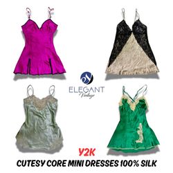 Y2K Cutesy Core Mini Dresses 100% Silk - 14 pieces..