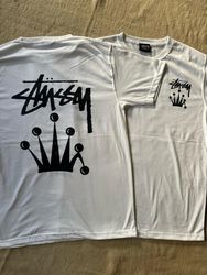 t-shirts blancs rework style crown stussy 20 pièce..