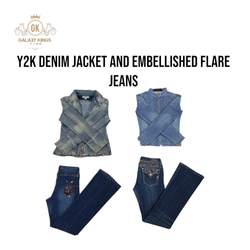 Y2k 90s Denim Jacket Flare Jeans