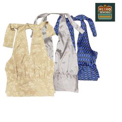 SS25 Tops Halter de Cetim Reproduzidos