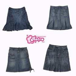 Y2K Style Denim Midi Skirts