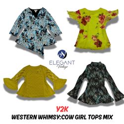 Y2K Western Fantaisie : Hauts de Cow Girl Mix - 12..