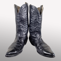 SA#156 Bottes de cowboy en cuir véritable noir - 1..