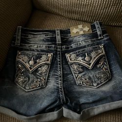 Miss me true religion rock revival mini shorts