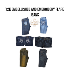 Y2k Embelished and Embriodered Flare Jeans