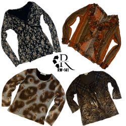 Tops de Manga Longa em Tons Terrosos Y2K (RW-141)