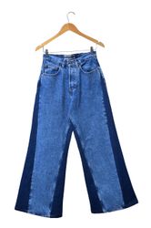 Jeans a gamba larga bicolore rielaborati