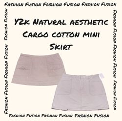 (FF-864) Y2k Natural Aesthetic Cargo Cotton Mini s..