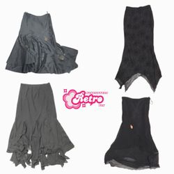 Y2K Sweetheart:Grounge Romance Midi Skirts