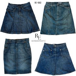 Saias Midi Denim da Era Britney Y2K (RE-1002)