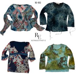 Blusas de Manga Longa Azuis Oceânicas Y2K (RE-953)