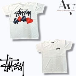 Stussy再構築スタイルTシャツ 白 トレンドデザイン