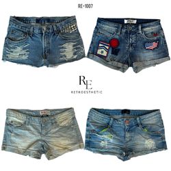 Y2K Retro Style Denim Mini Shorts (RE-10..