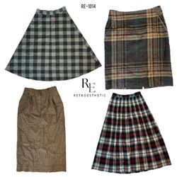 Y2K Wool Checkered Skirts (RE-1014)