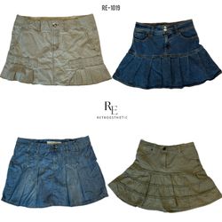 Y2K Pleated Denim Mini Skirts (RE-1019)