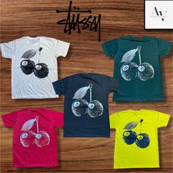 STUSSY REWORK STYLE t shirt 8ball ciliegie