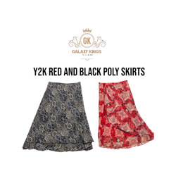 Y2k Red And Black Poly Skirts