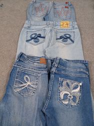 HD801 Ladies Embroidered Y2K Flared Jeans - 12 pcs