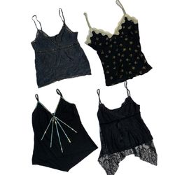 Y2K Gothic Black Cami Tops