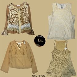 Vintage Y2K Cream Blouse Pair – Soft Long & Short ..