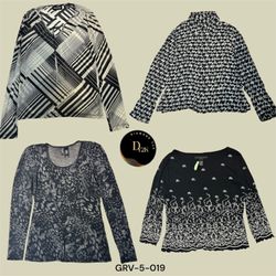 Vintage Y2K Black & White Graphic Tops (GRV-5-019)