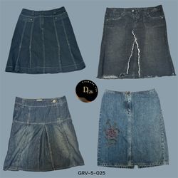 Coleção de Saia Midi de Jeans Clássica Y2K (GRv-5-..