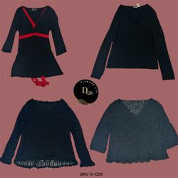 Blusa Preta de Manga Longa Minimalista Y2K (GRV-5-..