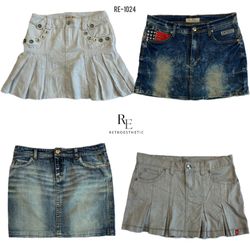 Y2K Cyber Girl Era Denim Mini Skirts (RE-1024)