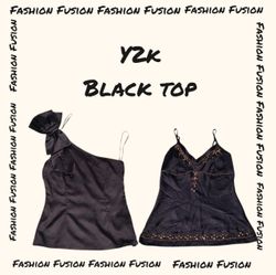 (DFF-885) Hauts mélangeurs Cami noirs Y2K