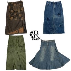 Y2K Einzigartige Denim Maxi-Röcke