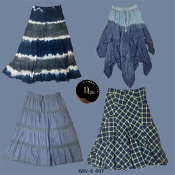 Retro Y2K Blue Cotton Skirt Collection (GRV-5-037)
