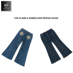 Y2K FLARE ET EMBELLISH JEANS EN DENIM - 10 PCS (BU..