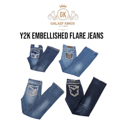 Y2K 装飾フレアジーンズ