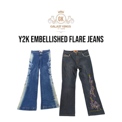 Y2k 装飾フレアジーンズ