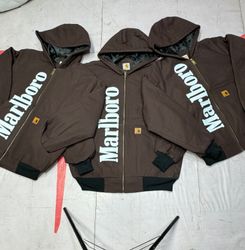 Carhartt X Malboro Rework Style Dark Brown Hoodies