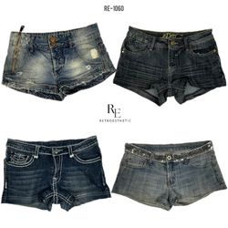Y2K IT Girl Denim Mikro Mini Shorts (RE-..