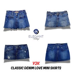 Y2K Classic Denim Love Mini Skirts - 12 pieces - E..